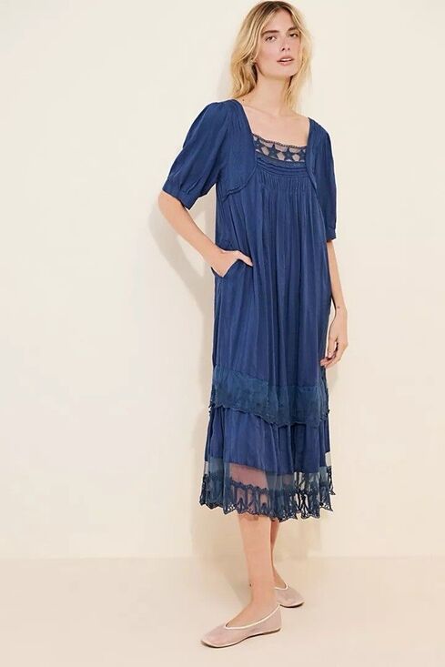 Free People Dresses & Skirts - Free People Bohemian Cottage Americana Star Lace Calder Midi Dress